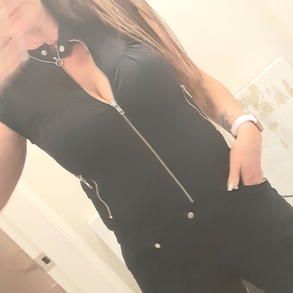 Sexy Jumpsuit Gold Zipper Details Slim fit - Picture 1 of 8